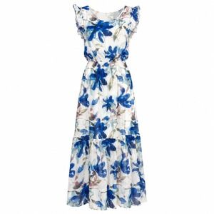 Le‎ Ragazze Romantic Boho Floral Silk Blend Maxi Dress Women Small Cottagecore